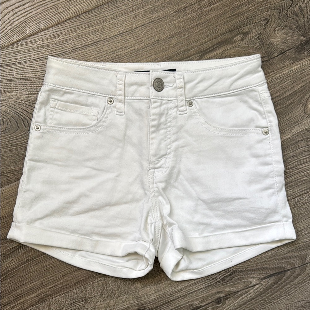 Aeropostale High Waisted Midi White Denim Shorts